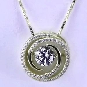 Burning Flame Platinum Moving Diamond CZ Necklace